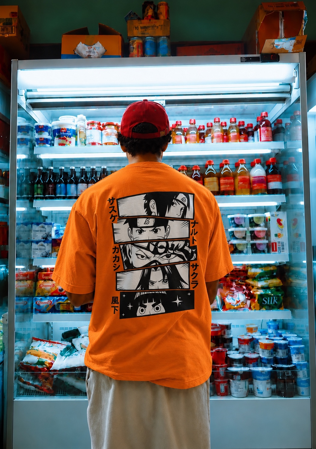 Orange streetwear editorial photograph